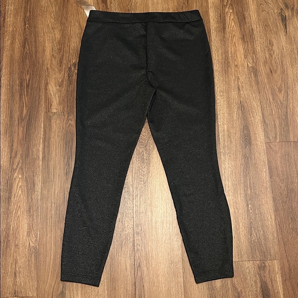 NWT Nanette Lepore Black Silver Shimmer Leggings M Medium - Picture 3 of 6